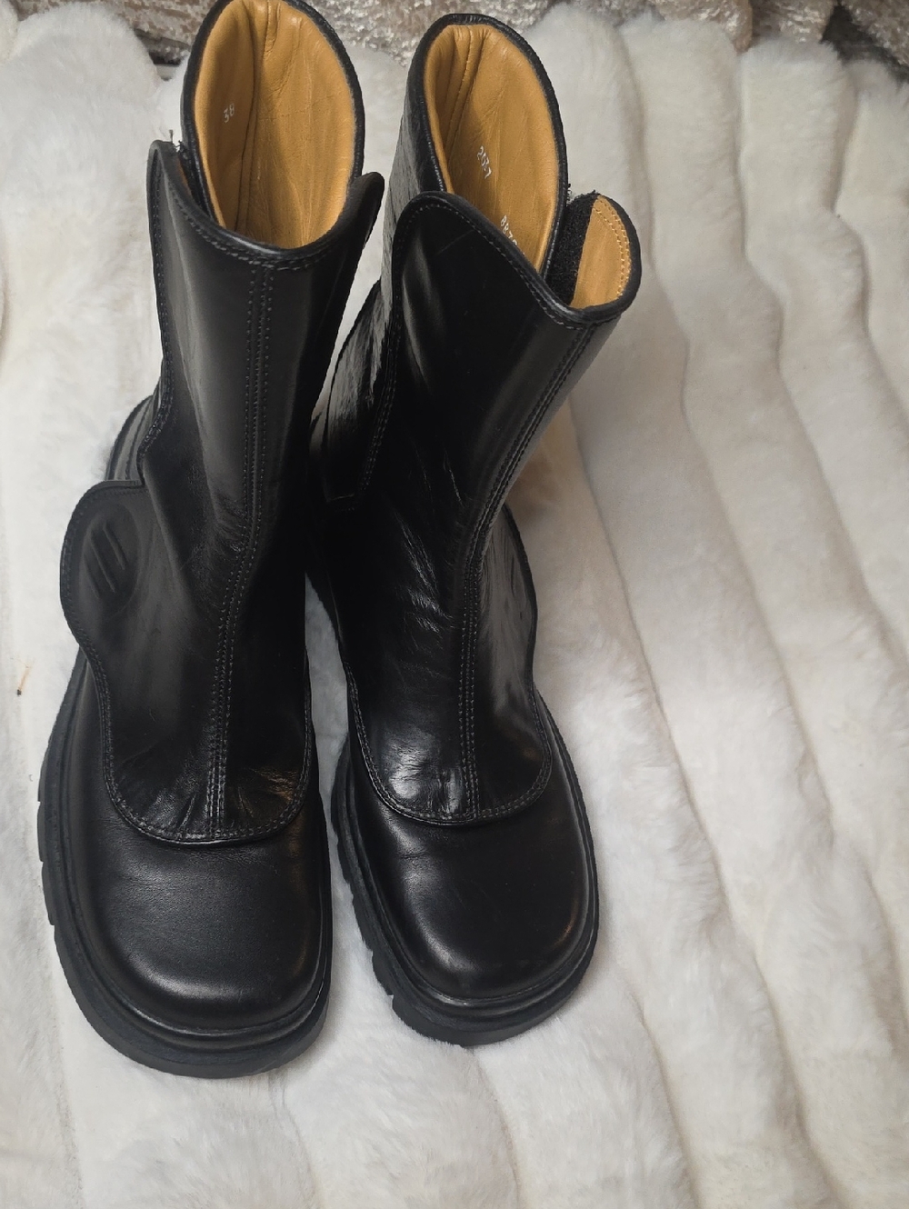 Sergio Rossi Black Leather Combat Boots